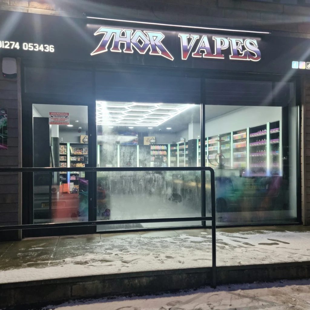 Photo of the Thor Vapes shop fronts on Halifax Road, Bradford